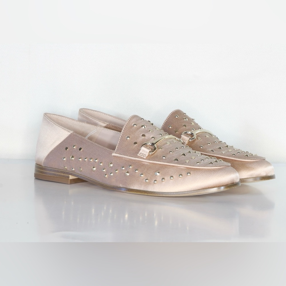 Nine West Women's Light Natural Westoy Satin Loafer Flat NWOT